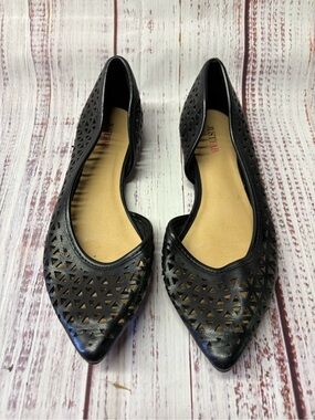 JustFab Black Laser-Cut Pointed D'Orsay Flats